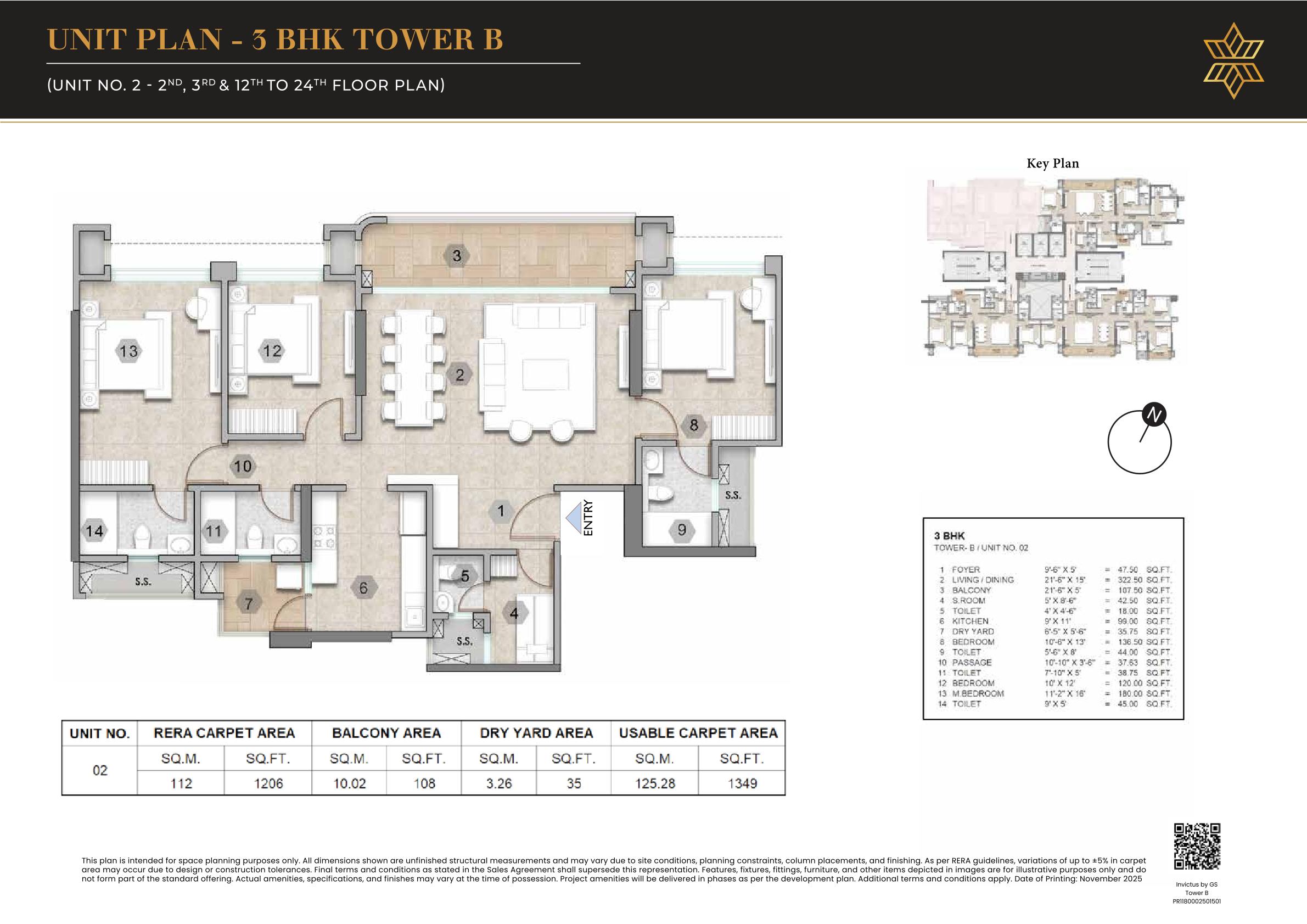 3 BHK Floor Plan